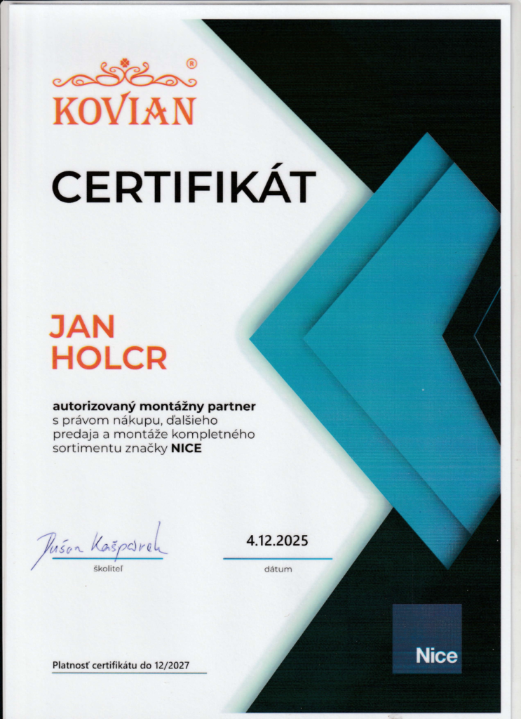 Certifikát - Jan Holcr